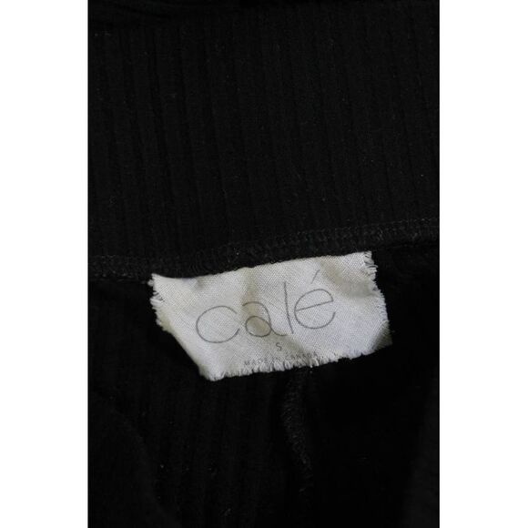 Cale Womens Cotton Ribbed Knit Stripe Hood Casual Top Pants Set Black Size L - Picture 10 of 10